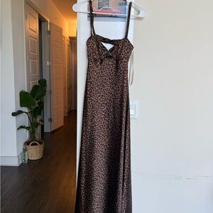 Zara Brown and Tan Maxi Sundress with Spaghetti Straps